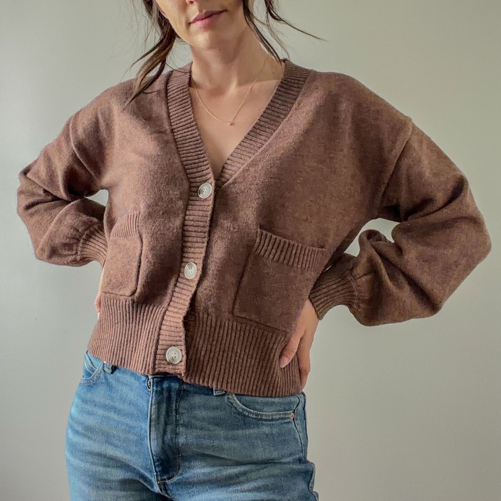 MINKPINK Brown Knit Mithra Cardigan Size Small